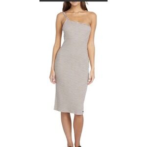 Volcom‎ Womens One Shoulder Striped Ribbed Midi Dress-Size S